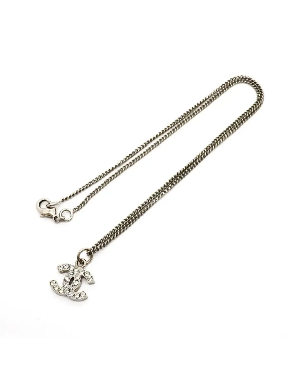 Chanel Cc Logo Pendant Necklace Silver- #357857C68B